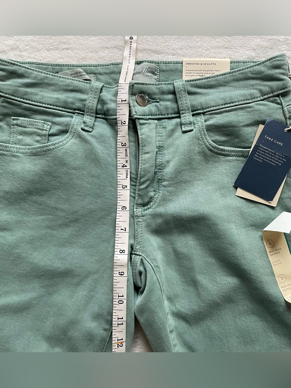NWT Universal Threads Mint Green Mid Rise Skinny Jeans size 2 - Picture 6 of 6